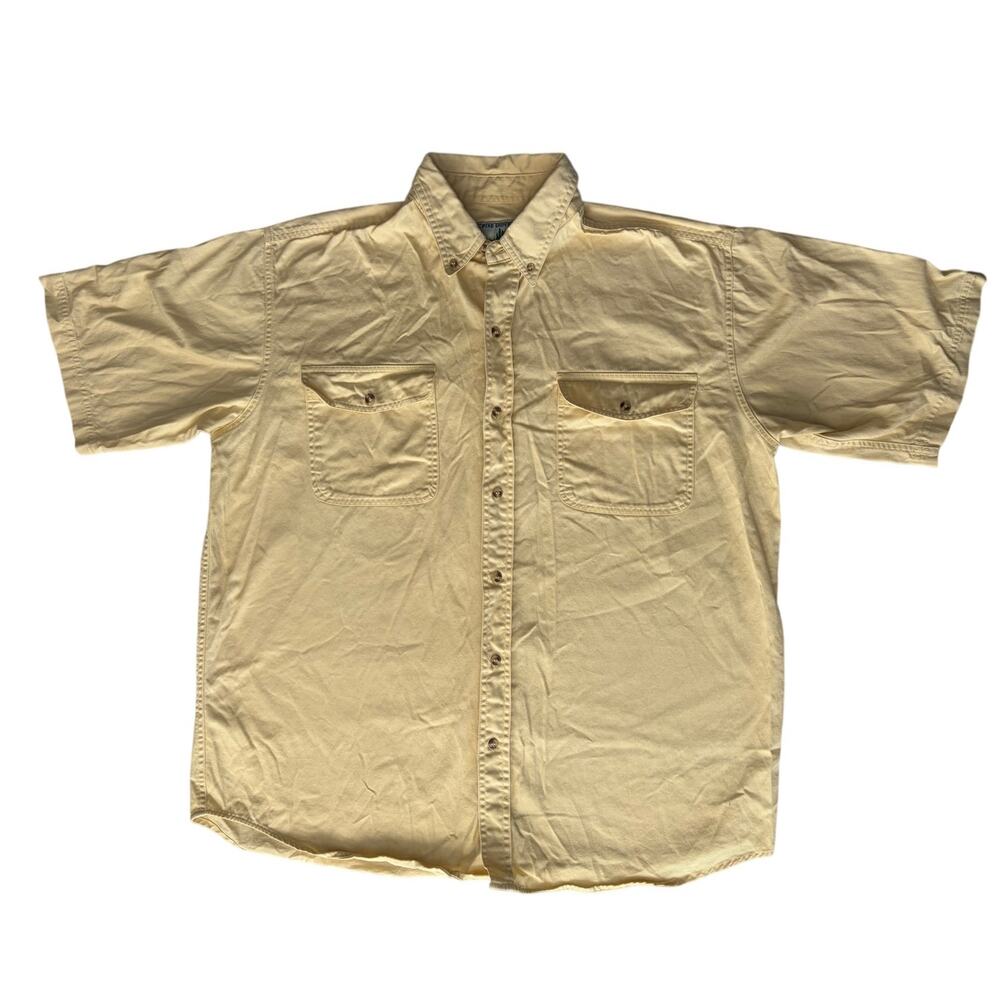 Pine Grove Men's Casual Button Doen Vintage Cotton Yellow Size XL